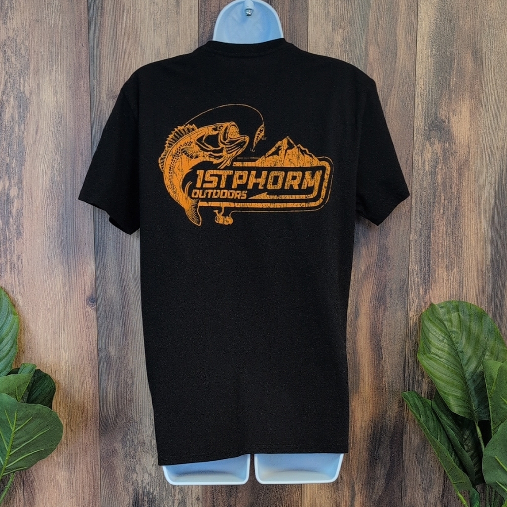 1st Phorm Men's Black Orange Graphic Tee Tshirt S            C528